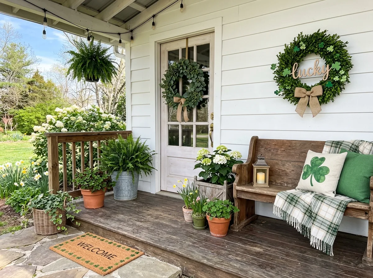 Rustic Porch St. Patrick’s Decor for 10 rustic farmhouse st. patrick's day decor ideas